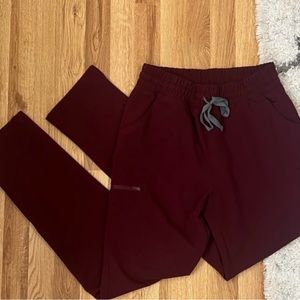 Figs High Waisted Yola Skinny Scrub Pants Burgundy- tall